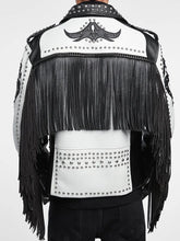 Two Tone Fringes Punk Fashion, Women's Handmade Studwork, Biker's Jacket, Wrestler Style, WWE Biker's Clothing, Studded Jacket For Ladies,